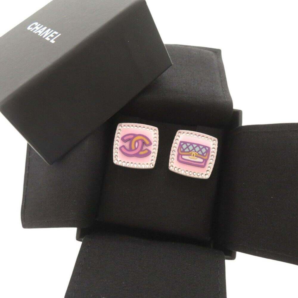 CHANEL Pink Logo Earrings - Picture 3 of 7